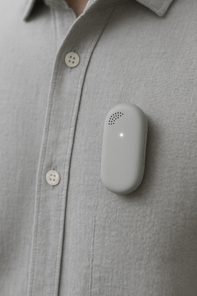 AirMingle Voice worn on shirt